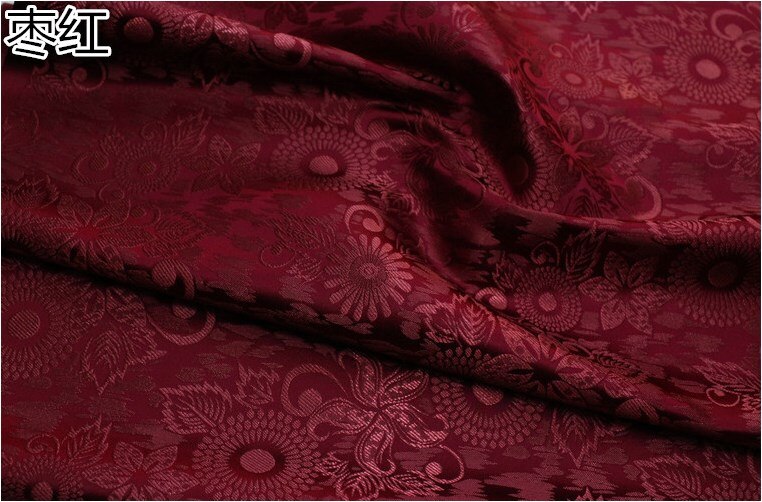 CF943 12 couleurs chinois traditionnel soie brocart tissu chinois mariage vêtements taie d'oreiller tissus bricolage matériaux Textiles de maison: puplish red