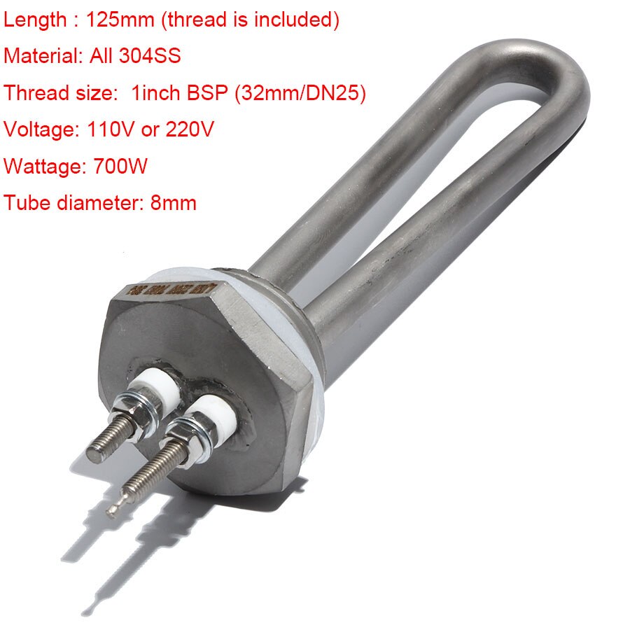 DN25 (32mm) 1 Inch BSP Stainless Steel Water Dispenser Heating Element 500W/700W/750W: 110V / 700W