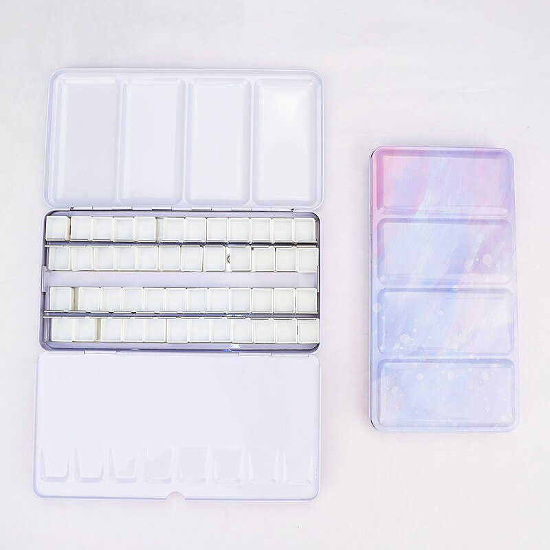 48 Grids Kleur Palet Schilderij Opslag Ijzeren Blikken Verf Lade Box Voor Aquarel/Olie/Acryl Verf: water48tin-48halfpan