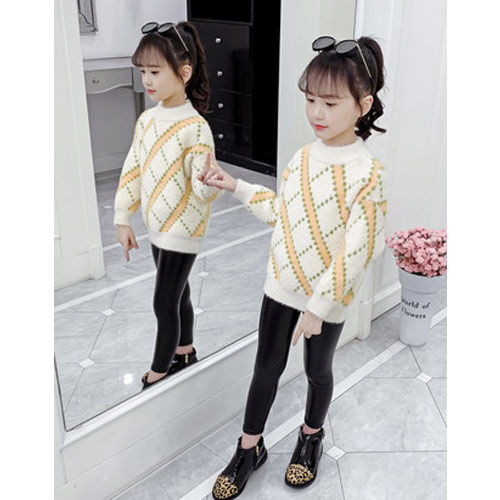 Maglione per ragazze New Fashion abbigliamento autunno e inverno per bambini camicia in velluto di visone per bambina