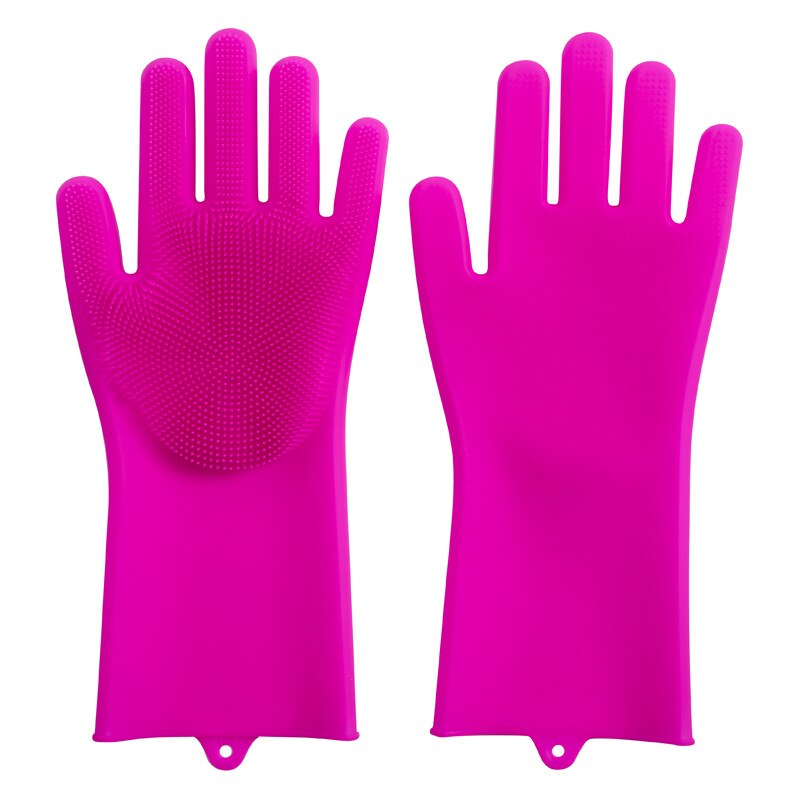 Accesorios de cocina, guantes de silicona para lavar platos, protectores de manos, cepillos de limpieza, herramientas de limpieza, utensilios de cocina de frutas y verduras: rose Red