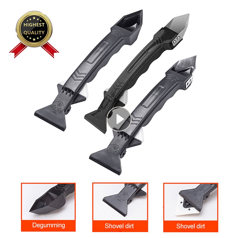 Espátula selladora de silicona para ventanas, espátula de pegamento de Vidrio Metálico, raspador de cemento, herramienta de eliminación, herramientas manuales 3 en 1