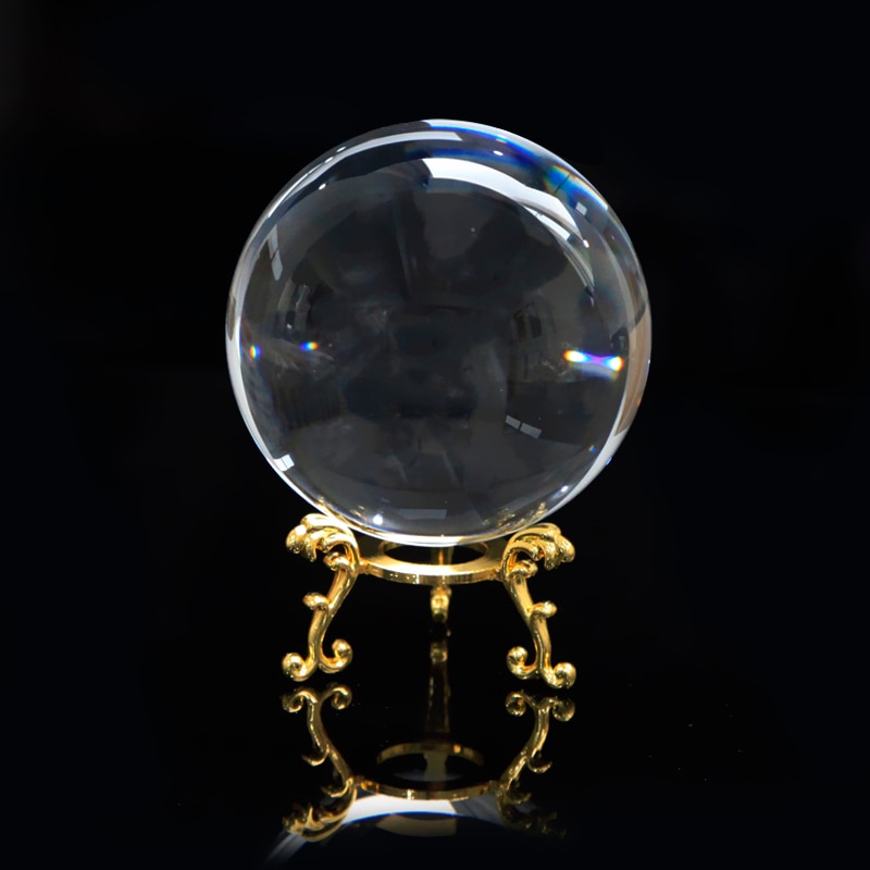 Crystal Ball Grote Transparante Kristallen Bol Geluk Regenboog Foto Kristal Bal Met Base