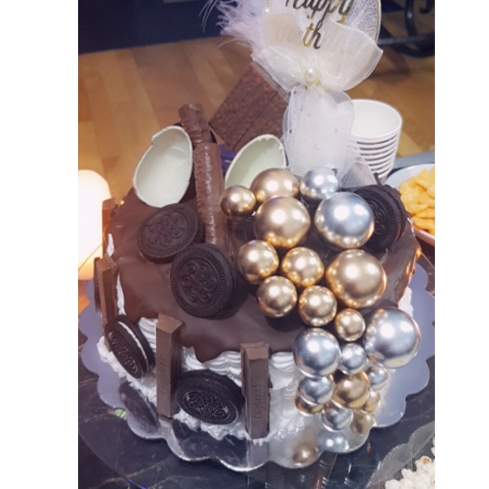 Bolas doradas para decoración de pastel, piezas decorativas esféricas para tartas de cumpleaños, fiestas de bebé, navidades y magdalenas, suministros para repostería en casa, 20 unidades