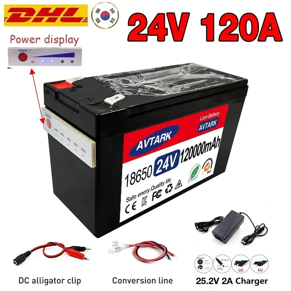 8000 cyclus LiFePO4 Lithiumbatterij 24 V 120Ah Draagbare Oplaadbare Batterij Ingebouwde 5 V 2.1A Power Display Port Opladen
