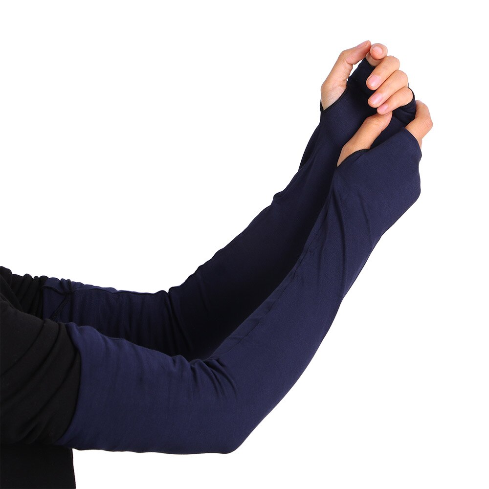 Modal Katoen Arm Warmer Handschoen Vrouwen Lange Vingerloze Handschoenen Elleboog Mode Wanten Kerst Accessoires 20 Kleuren: dark blue