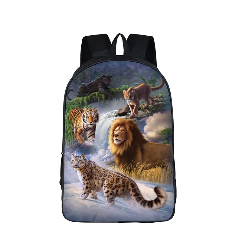 Animal LION Backpacks Women Men's Rucksack Children School Bags For Teenage boys girls Student daypack Kids Bagpack Bookbag: 16 LDSW10