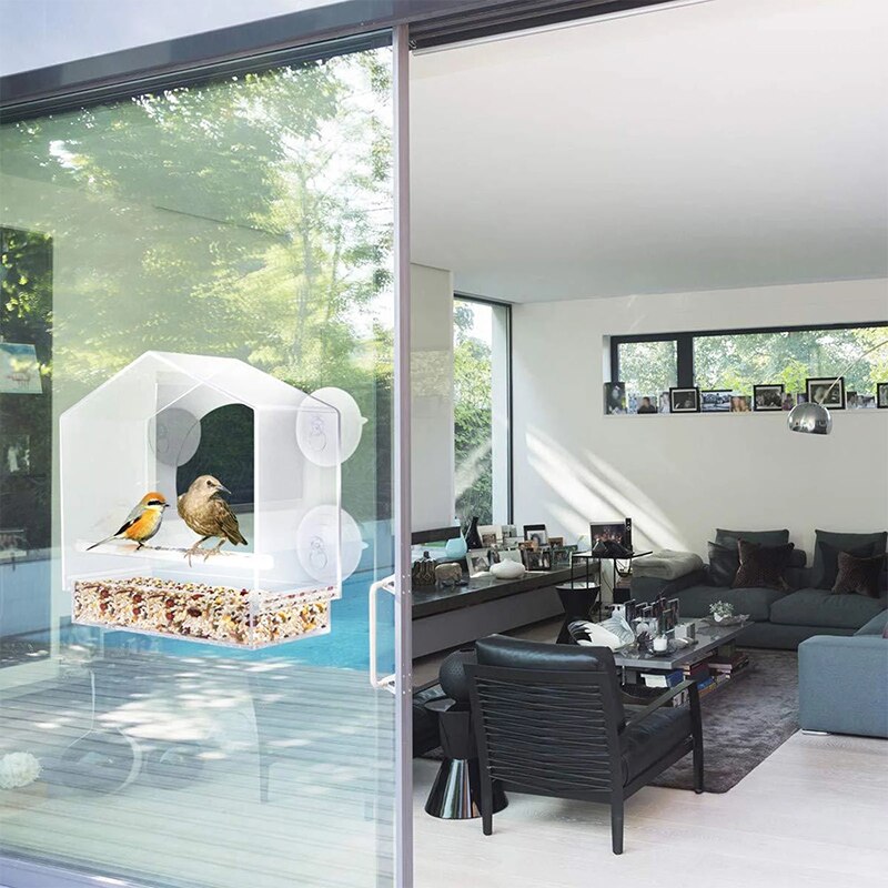 Venster Bekijken Vogel Feeder Hotel Tafel Zaad Pinda Opknoping Zuig Adsorptie Huisdier Birdhouse Zuignap Mount Huis Type Feeder