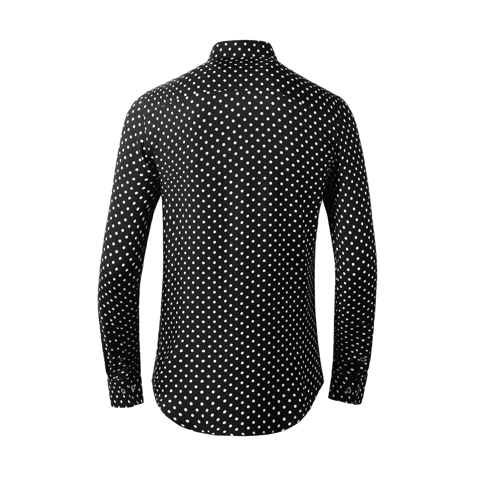 100% Cotton Men Shirts Luxury Diamond Long Sleeve Polka Dot Mens Dress Shirts Plus Size 4xl Slim Fit Party Male Shirts