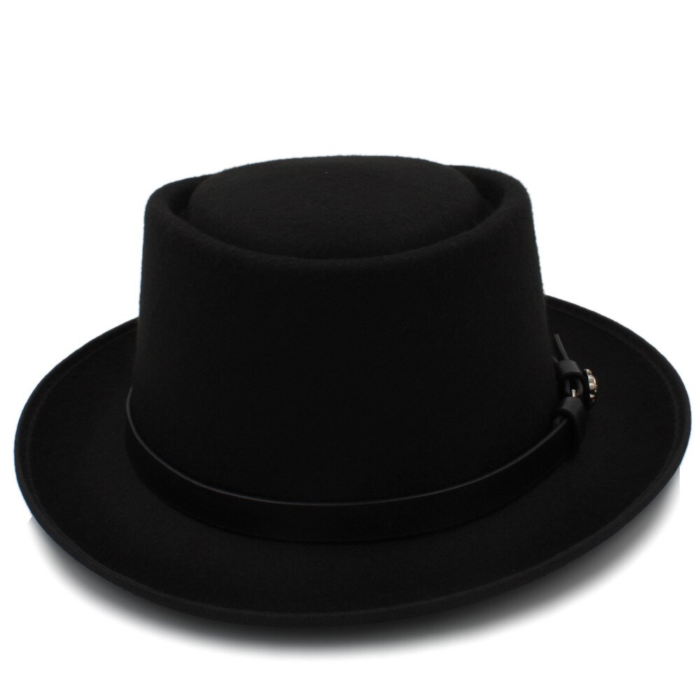 Women's Fedora Hat with Pork Pie Hat for Lady Church Wool Felt Hat Gambler Panama Trilby Hat Size 58cm