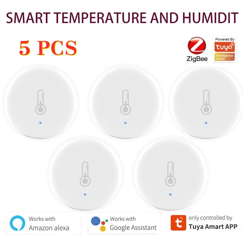 5PCS Smart Air Pressure Temperature Humidity Environment Sensor Smart Control Alexa Via Home APP Zigbee Connection Smart Home