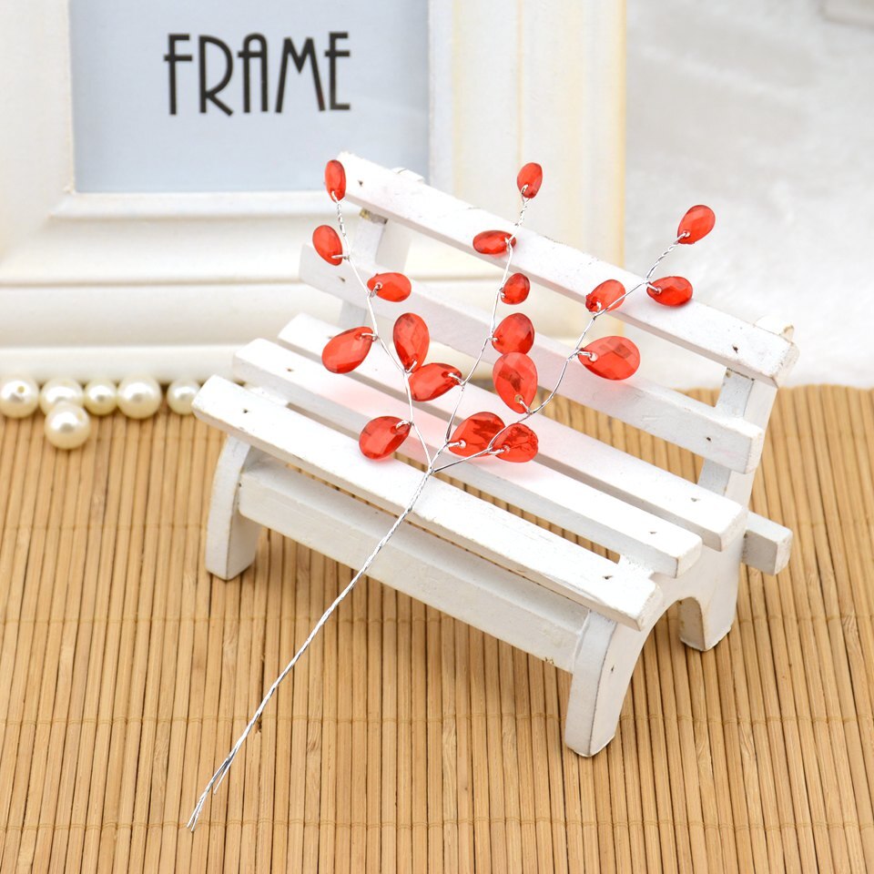10pcs Water Artificial Acrylic Flower Picks Crystal Diamante Flower Branches For Party Wedding Decoration: Red