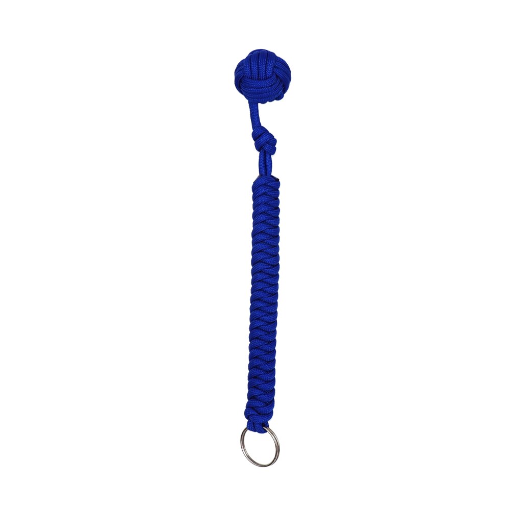 YOUGLE-cordón de paracaídas de 20cm, cuerda de Puño de mono, llavero de nudo, llavero con bola de Metal: Azul