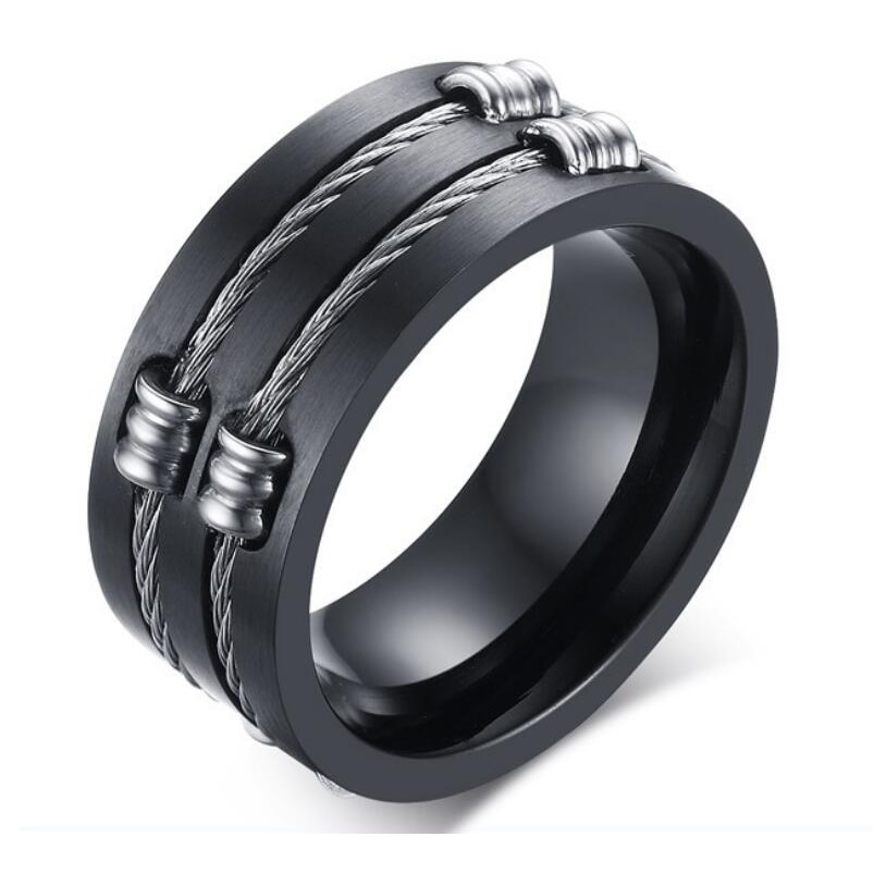 Mannen Punk Rock Ring Fahsion Titanium Staal Party Sieraden Cool Draad Ringen Voor Mannelijke
