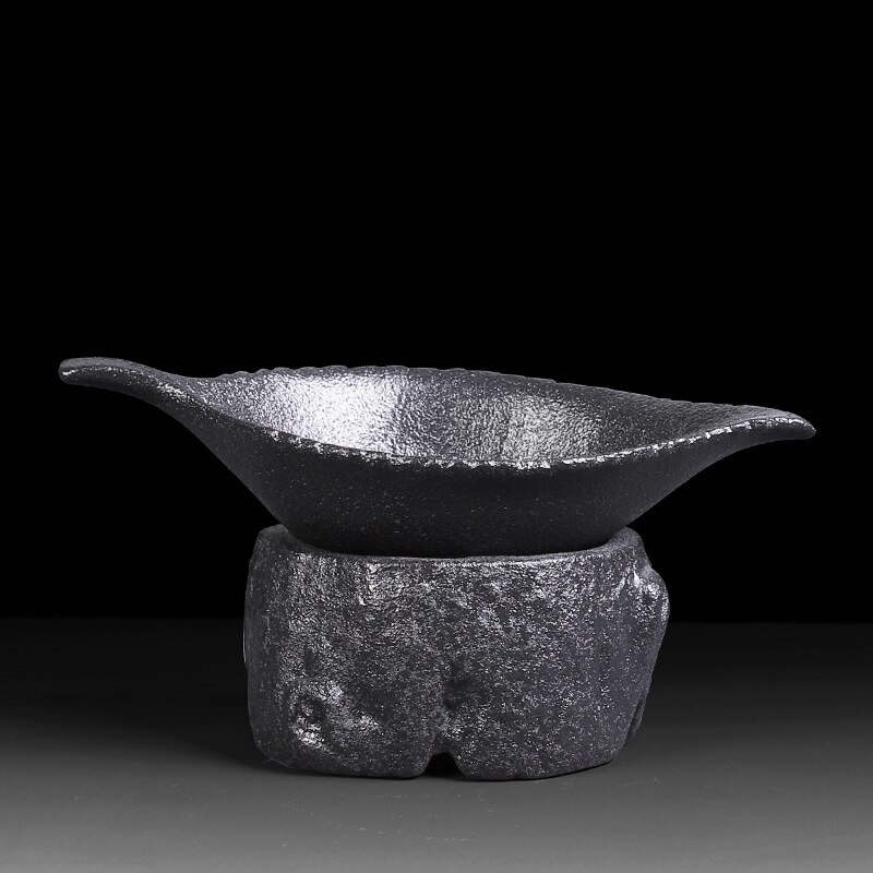Coarse Ceramic Tea Leakage Tea Filter Tea Separation Filter Black Ceramic Kung Fu Tea Set Tea Ceremony Accessories