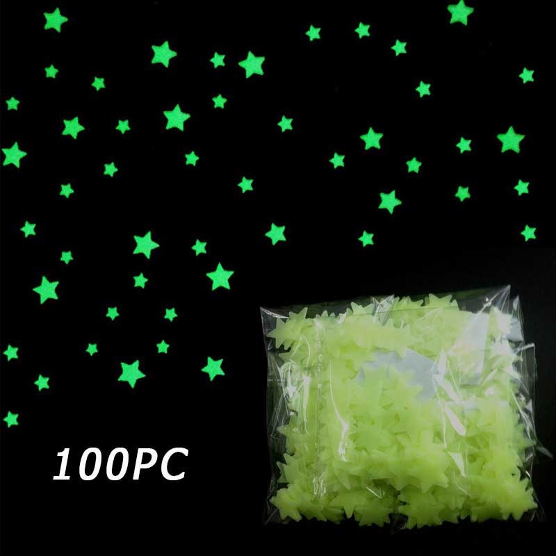 Sky Starry Nightlight Clear Star Wall Sticker 100PC Kids Bedroom Beautiful Fluorescent Glow In The Dark Stars Wall Stickers