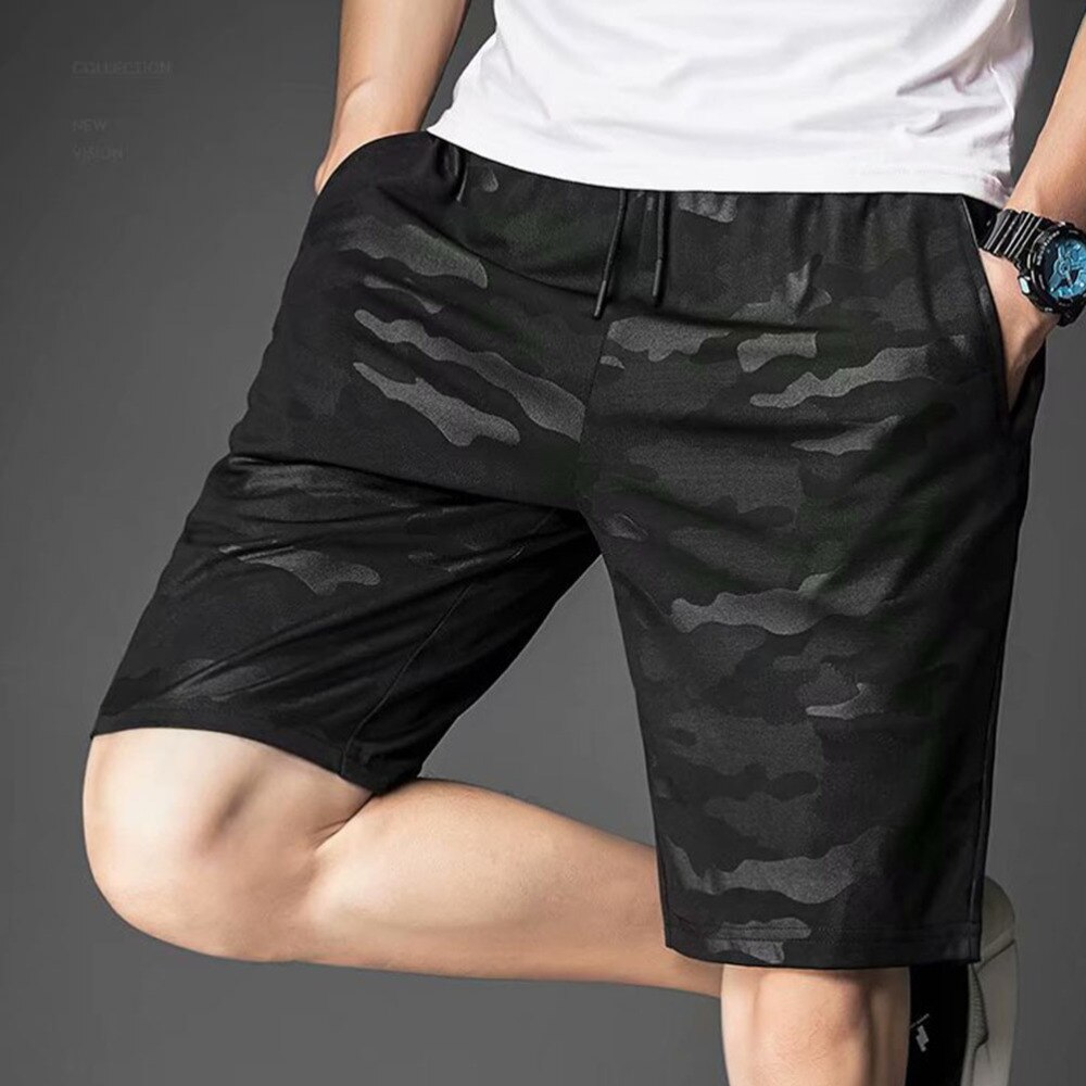 1pc herren-badeshorts, camouflage-sportshorts, verstellbarer riemen, strandbekleidung, größe 3xl