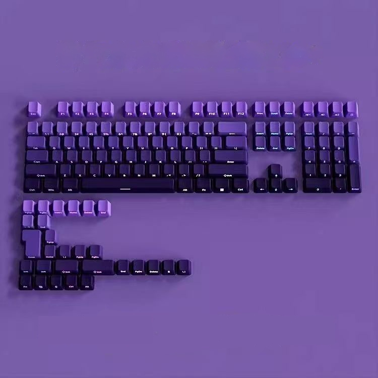 134-Tasten-Tastenkappen für mechanische Tastaturen, hohe Ästhetik, Farbverlauf, Originalhöer, seitlich gravierte PBT-Tastenkappen, durchscheinend: Braun