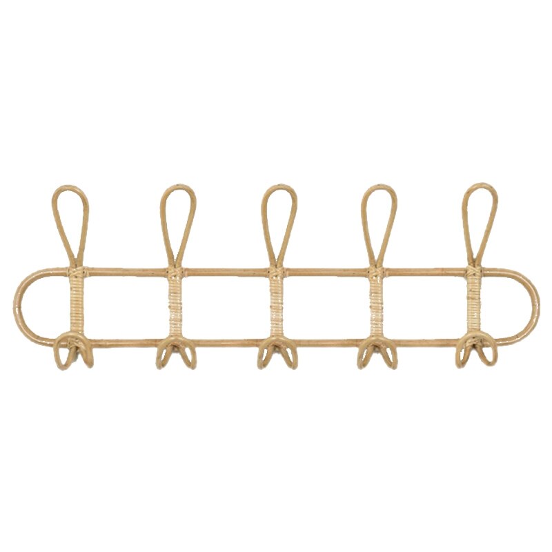 Rattan væg kroge børnetøj organisator rack tøj hat hængekrog rattan bøjle børneværelse dekor hænger: Mørk khaki