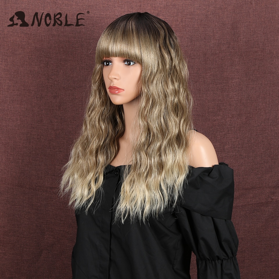 Noble Synthetische Pruik Met Pony Cosplay Pruik Lang Golvend Womens Pruik Gekleurde Pruik Ombre Blonde Pruiken Voor Vrouwen Synthetische Pruik