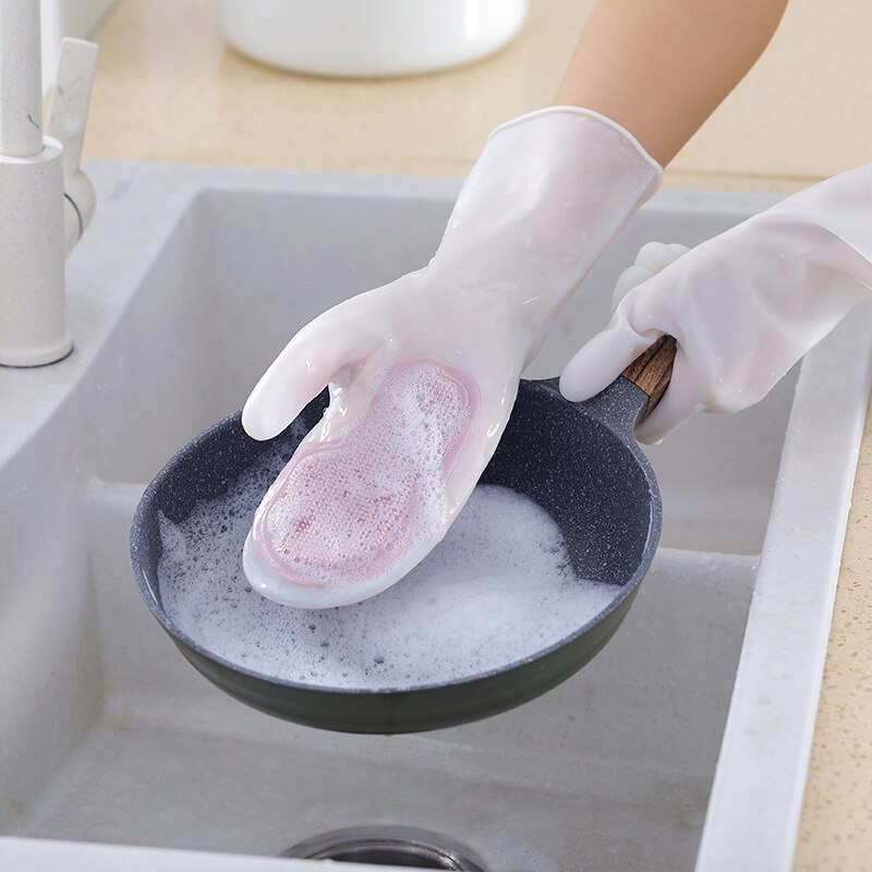1/2PCS Dishwashing Cleaning Gloves Magic Silicone Rubber Dish Washing Glove for Household Scrubber Kitchen Cleaning Scrub Gloves