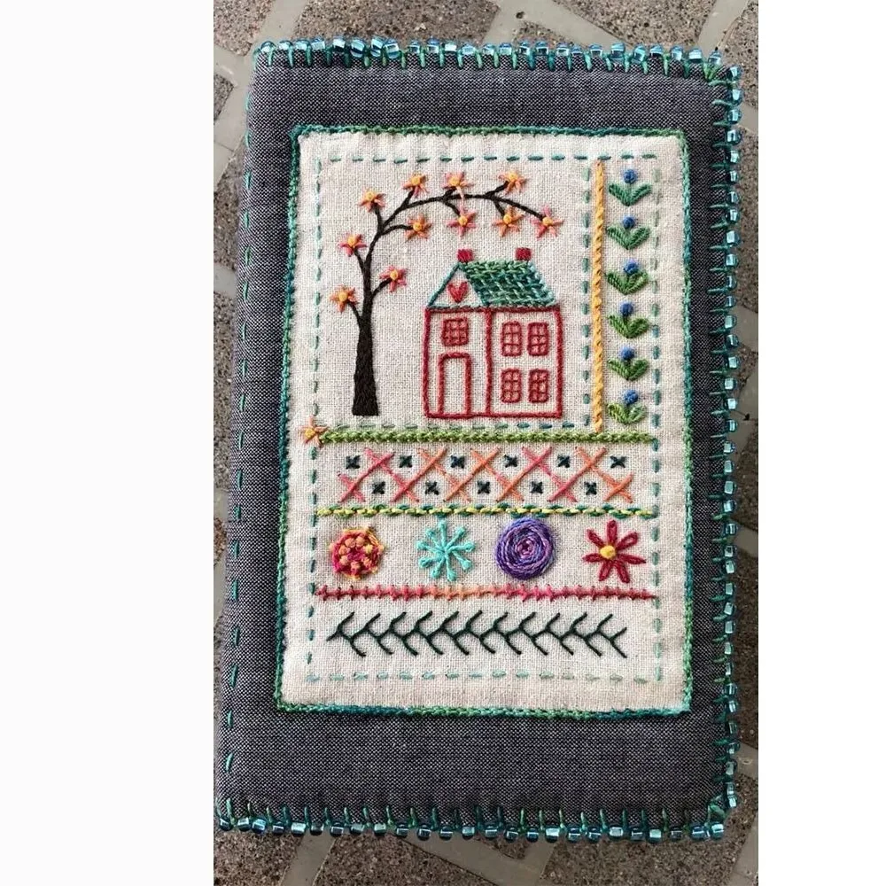 Imitation linen DIY Stitch Book With Embroidery Stitch Name Enhance Your Crafting Skills Embroidery Stitch Book Portable: light green