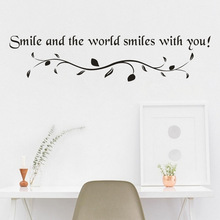 Muursticker quotes woorden woondecoratie Glimlach En De Wereld Glimlacht Met U Art Vinyl stickers decal d90920