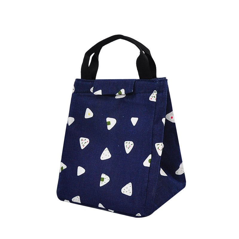 8-Kleur Mode Lunch Zakken Waterdichte Draagbare Canvas Functionele Thermische Voedsel Vrouwen Kids Reizen Picknick Werken Opbergdoos: Dark Blue Dumpling