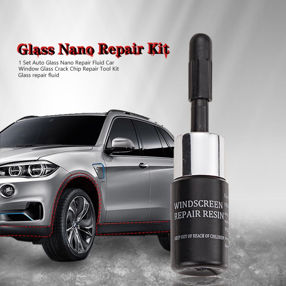 Automotive Glass Nano Repair Fluid Window Broken Glass Nano Repair Tool Set Black Magic Windshield Crack Chip Repair Tool Kit