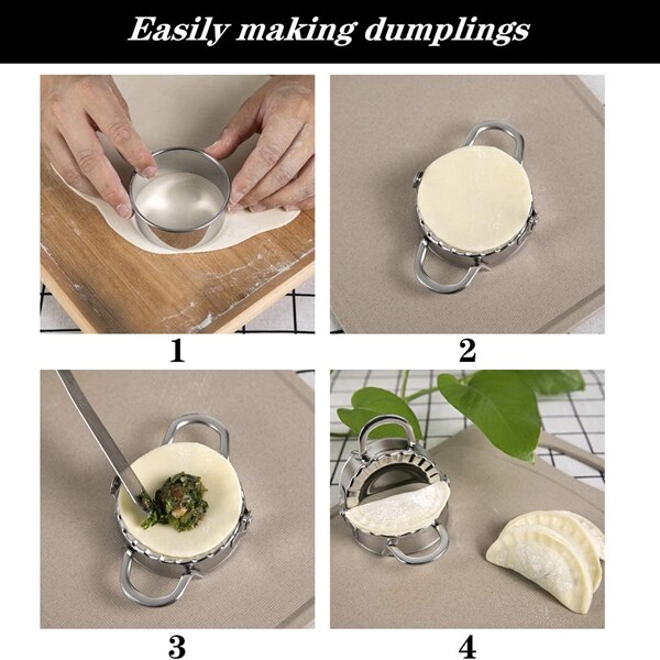 Máquina para hacer empanadillas, 3 uds molde para Dumplings y 3 uds cortador de prensado para piel de Ravioli de masa, 1 Uds cuchara para rellenar Empanadas prensa