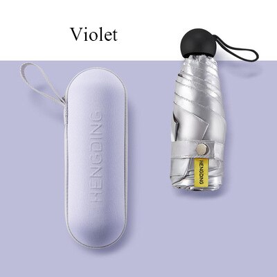 Mini sombrilla plegable para mujer, protección solar Anti-UV UPF50 + paraguas de bolsillo con pegamento de titanio plata: Violet