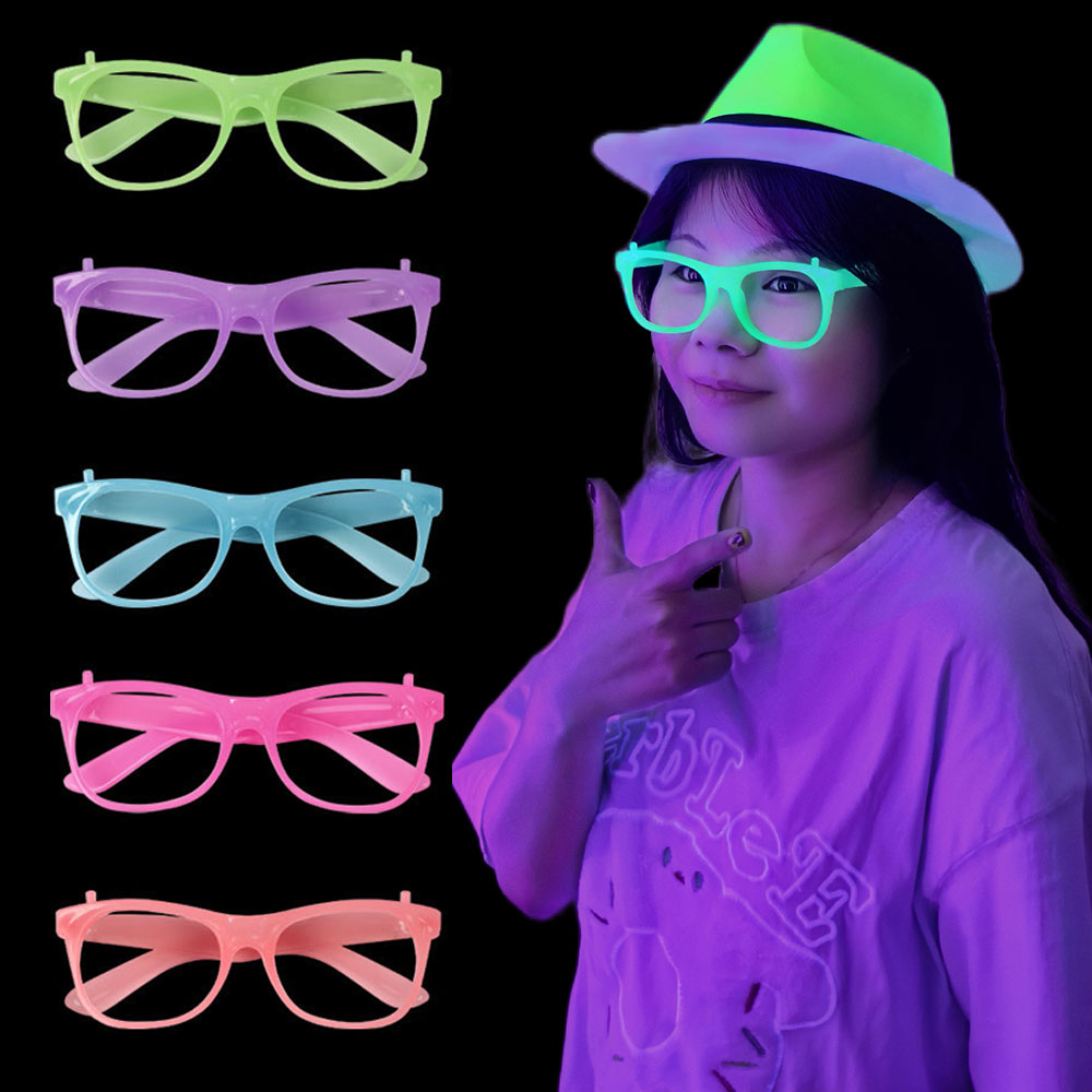 Selvlysende briller neonfargeskiftende briller lysende rekvisitter fluorescerende temafest uv-glød festdekorasjonsutstyr