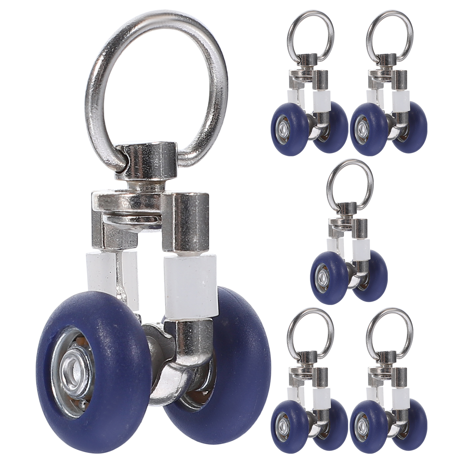 Rodillos de riel de cortina, soportes de ruedas dobles, ruedas silenciosas, carril de cortinas, planeador deslizante para ventanas, accesorios para cortinas de ducha, 6 uds.: Blanco