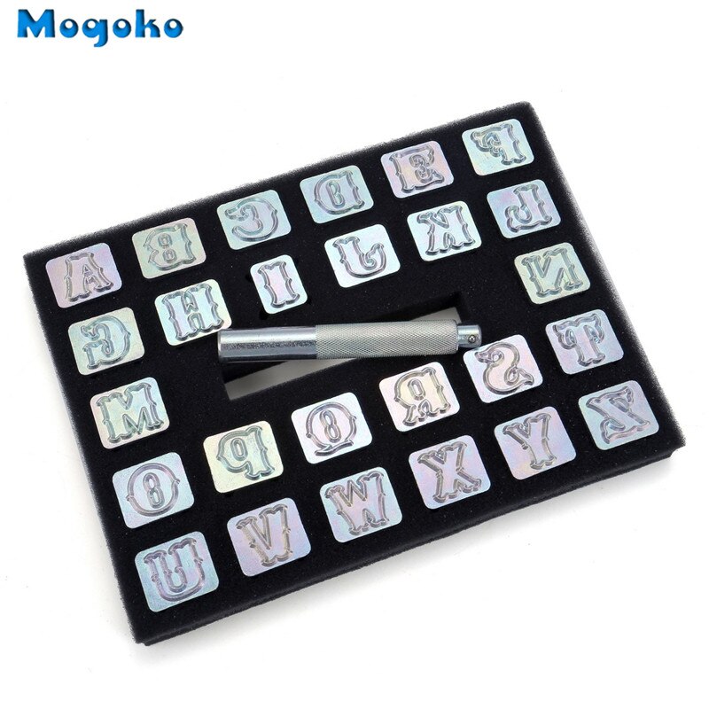 Mogoko 19mm Letter Alphabet Stamp Punch Kit Saddle Making Tools Leather Craft Carving Embossing Stamp DIY Handmade Art Working: Default Title