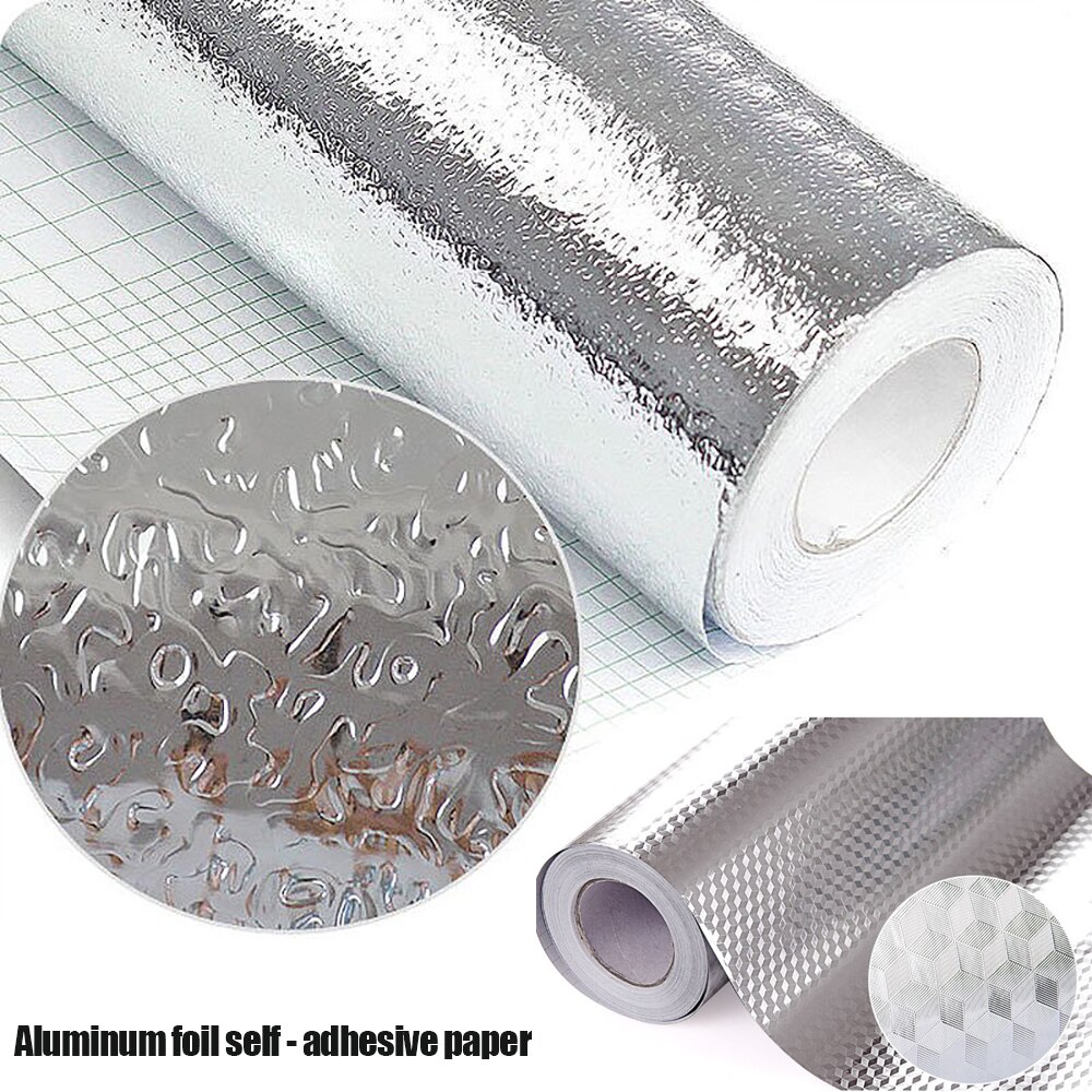 2/3 mroll kök oljebeständiga vattentäta klistermärken aluminiumfolie köksspis skåp självhäftande väggfolie klistermärke diy tapet
