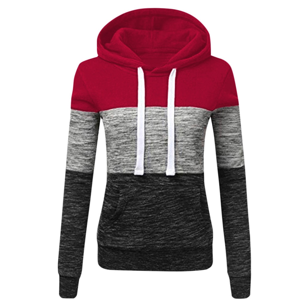 Gradient Print Gym Sweater Women Hooded Sport Coat Fitness Sweatshirt Comprehensive Training Sweater Gym Running Sports k1: M / Red