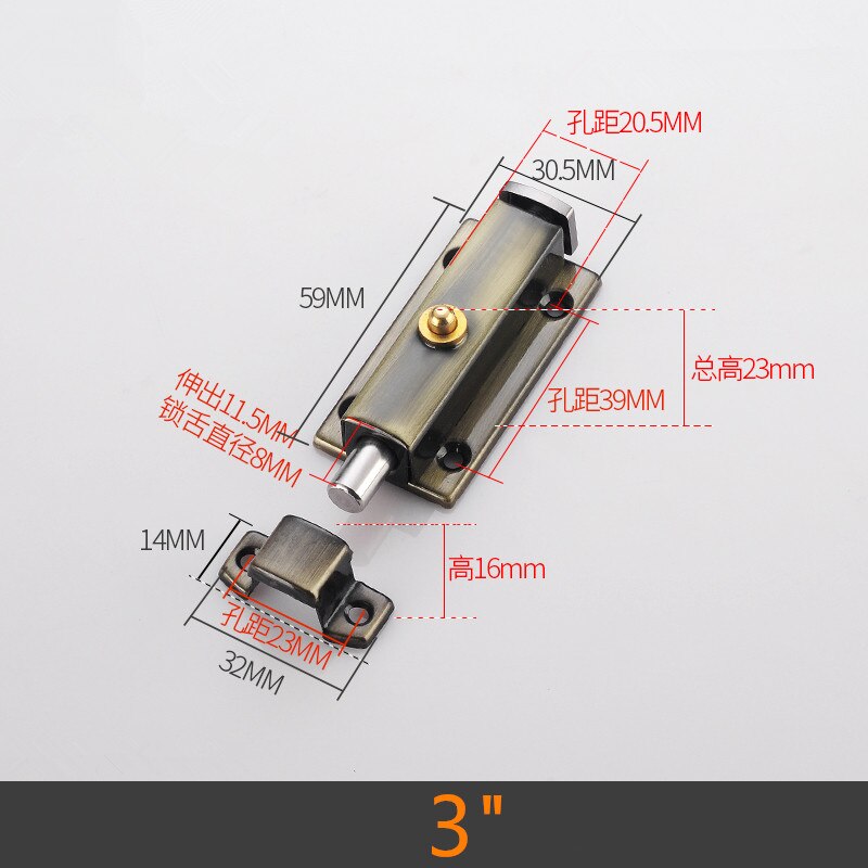 Stainless Steel Spring Loaded Door Latch Bolt Brass Push Release Button Old-fashioned Automatic Spring Latch Lock: 12