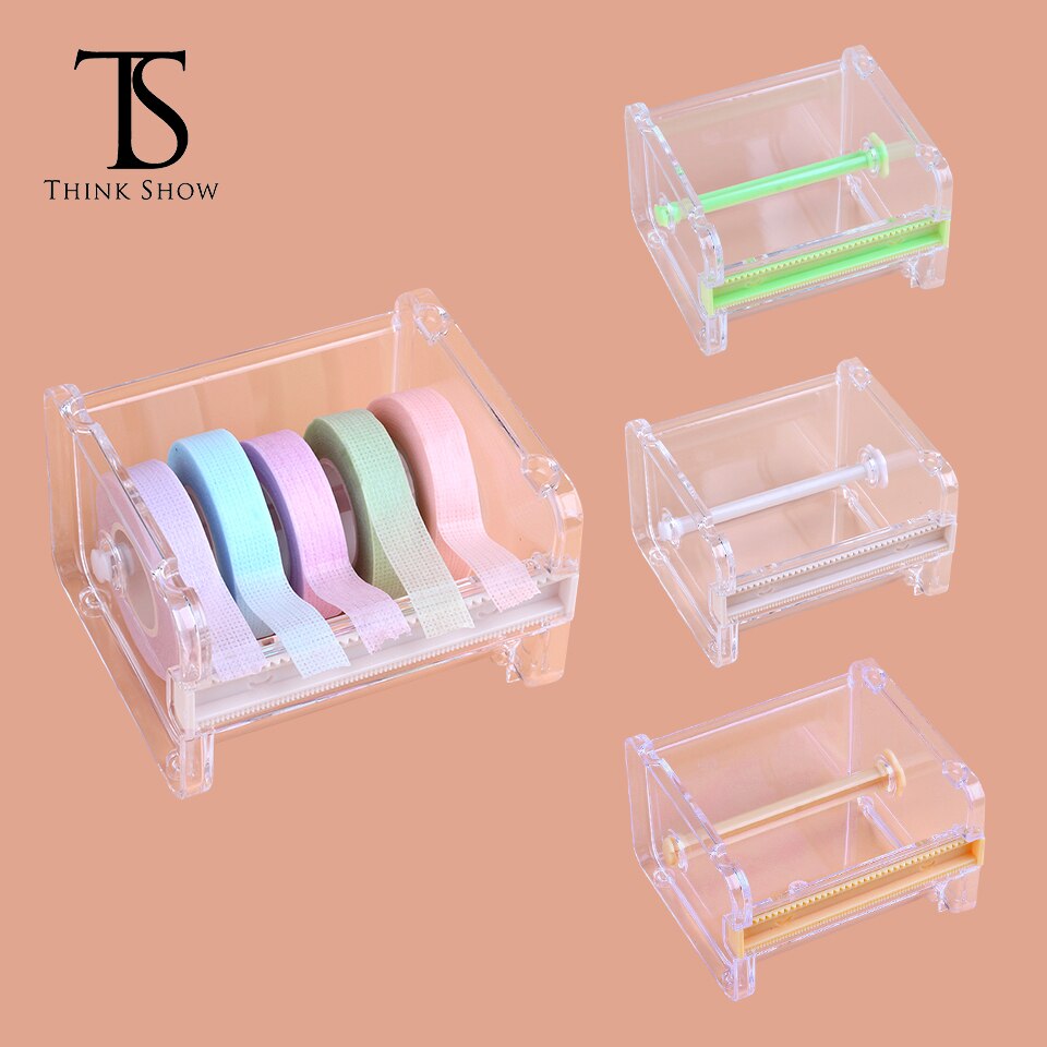 Draagbare Transparante Acryl Wimper Tape Cutter Kleurrijke Cutter Pe Medische Tapes Adhesive Roterende Tape Houder Wimper Gereedschappen