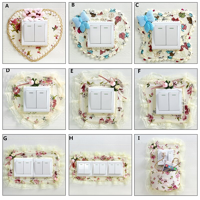 Cute Lace Switch Sticker Light Switch Protective Cover on-off Switch Wall Dustproof European Light Switch Covers Decoration