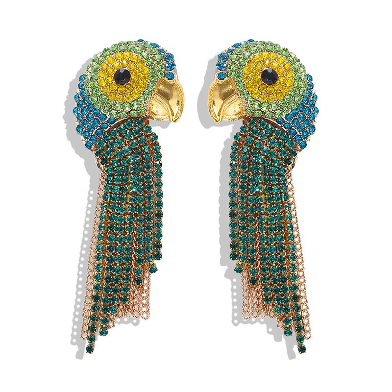 Dvacaman Schichten Kristall Vogel Ohrringe Papagei Strass Boho groß Baumeln ErkläSprosse Ohrringe für Frauen Hochzeit max Schmuck