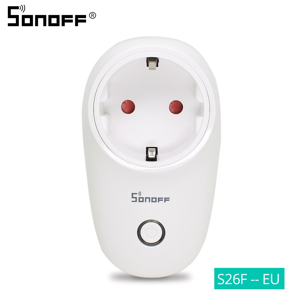 Sonoff S26 podstawowe inteligentne gniazdo WiFi AU/CN/EU/UK/nas bezprzewodowa wtyczka sprytny-domowy przełącznik gniazda zasilania praca z Alexa asystent Google: EU-F wtyczka