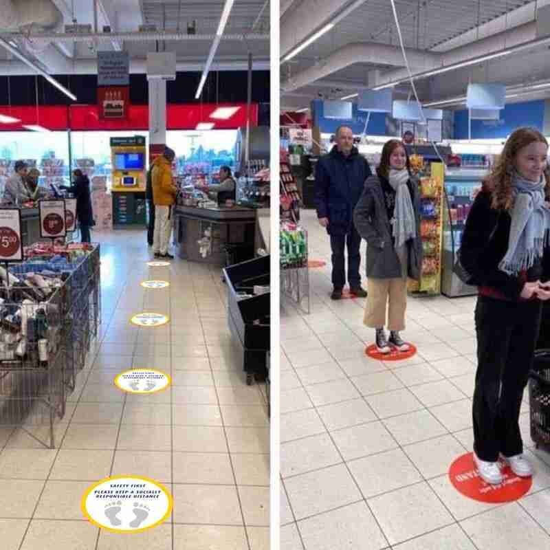 Professionelle PVC Sozialen Distanziert Boden Decals Sicherheit Boden Zeichen Aufkleber Halten 6 Fuß Abstand Anti-Unterhose Kommerziellen Klasse