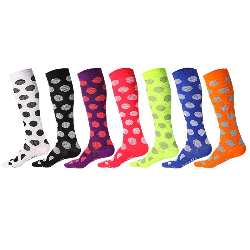 Brothock Paar Sport Socken Atmungsaktiv Feuchtigkeit Wicking Männer und Frauen Polka Dot Sport Knie Hohe Socken Kompression Strümpfe