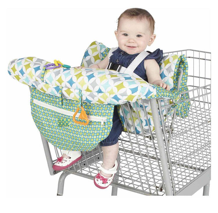 Groene Opvouwbare Baby Winkelwagen Kussen Kids Trolley Pad Baby Winkelen Push Winkelwagen Bescherming Cover Baby Stoel Seat Mat