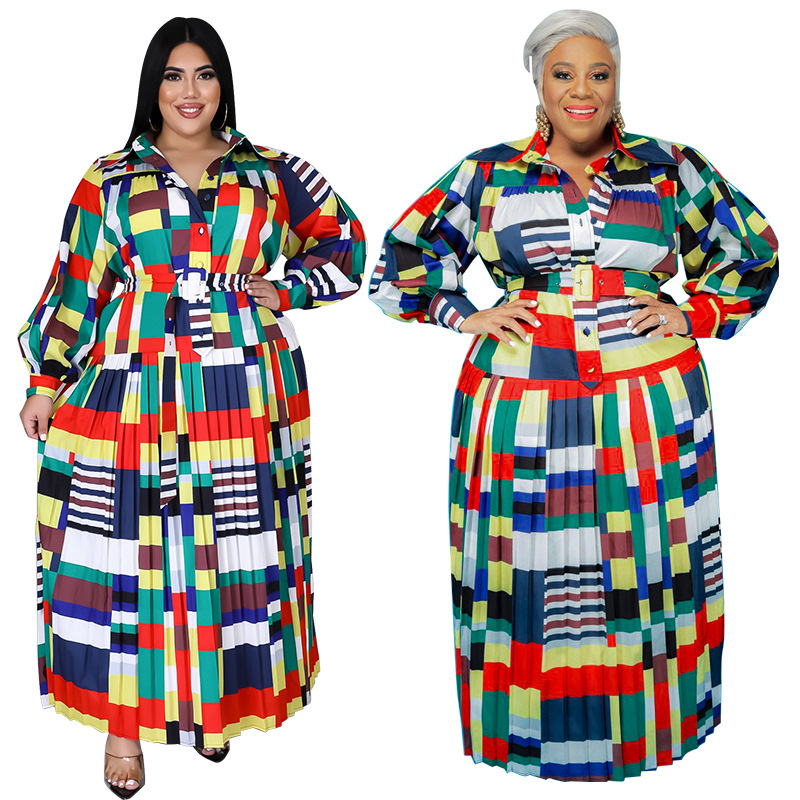 Jurken Voor Vrouwen Vallen Kleren Lange Mouw Maxi Jurk Met Riem Dames Elegantie Plus Size Shirt Jurk