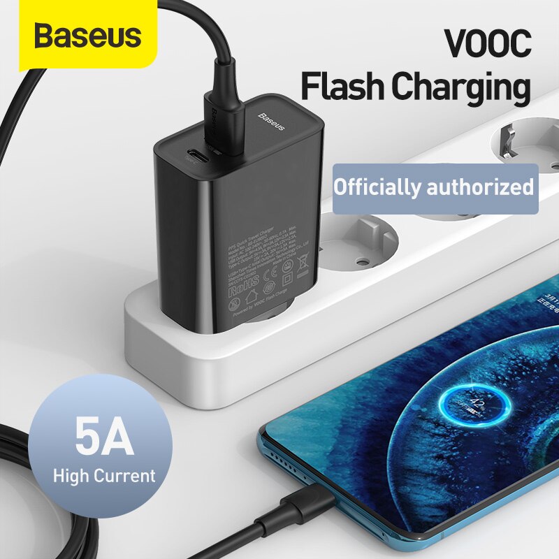 Baseus 30W Usb Charger Pd Qc Snel Opladen Voor Smartphone Notebook 4.0 3.0 Usb Type-C Lader Reizen lader Met 1M 5A Kabel