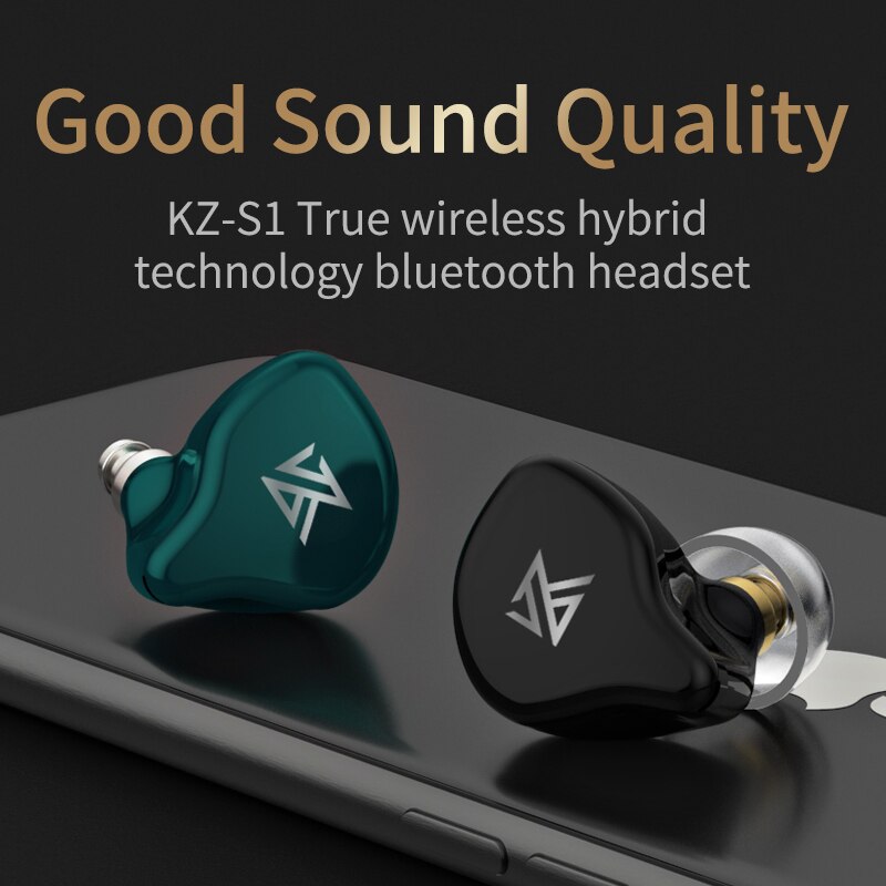 Kz  z1 tws øretelefoner ægte trådløse mini øretelefoner bluetooth 5.0 vandtæt in-ear hovedtelefon bas headset kz  s1 s1d