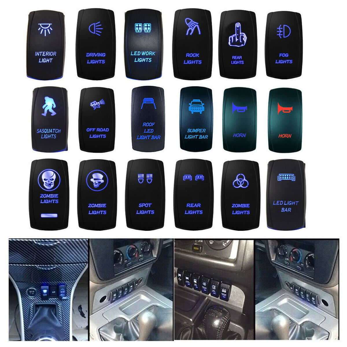 1PC 12V 20A Marine Switch Car Boat Rocker Switch Truck SPST Switch Carling Waterproof 5Pin ON-OFF Switch With Dual LED Light Bar