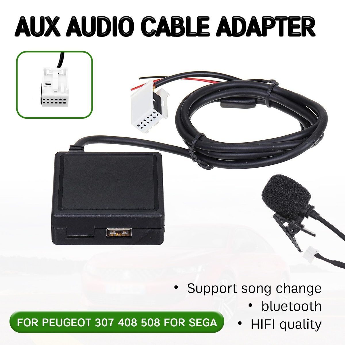 Bluetooth Aux Ontvanger Kabel Met Usb, microfoon Handsfree Aux Adapter Voor Peugeot 207 307 407 308 Voor Citroen C2 C3 RD4