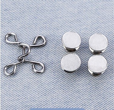 10Set Afneembare Universele Vaste Knop Haak En Bar Fastener Jeans Broek Rok Pent Taille Passen Extender Decoratieve Knoppen: Silver